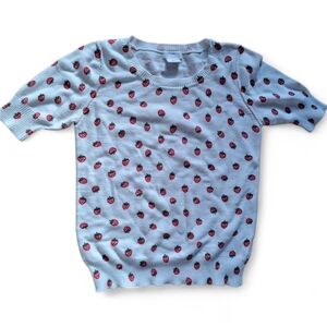 White Strawberry Graphic T-Shirt Cooperative Brand Cute Summer Tee Size S